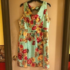 Mint green floral print dress